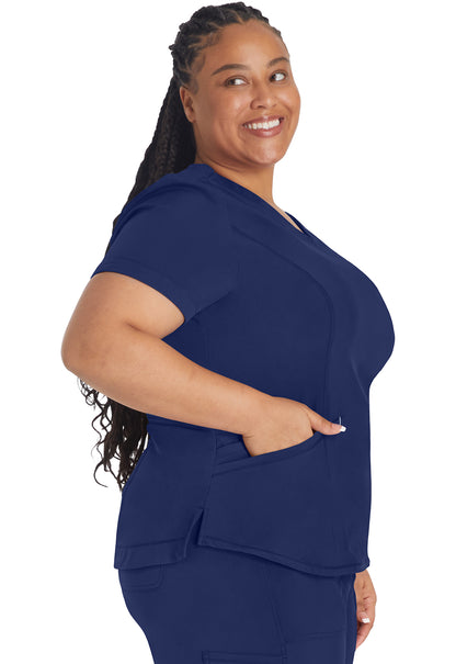 Inspira Flex IP790A V-Neck Top Navy Model Image Left Side | Inspira