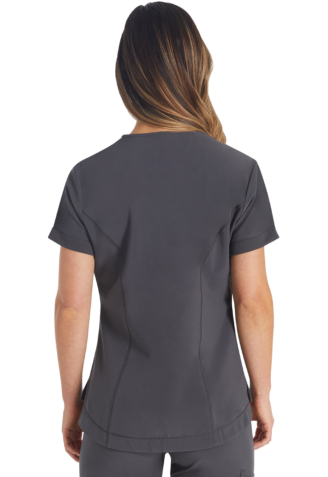 Inspira Flex IP790A V-Neck Top Pewter Model Image Back | Inspira