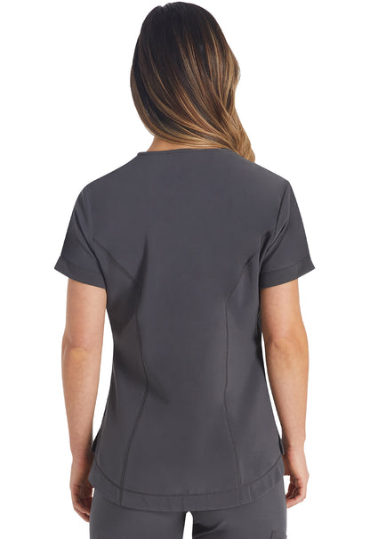 Inspira Flex IP790A V-Neck Top Pewter Model Image Back | Inspira