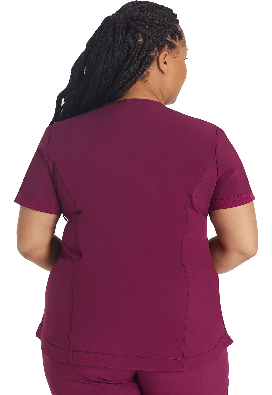 Inspira Flex IP790A V-Neck Top Wine Model Image Back | Inspira