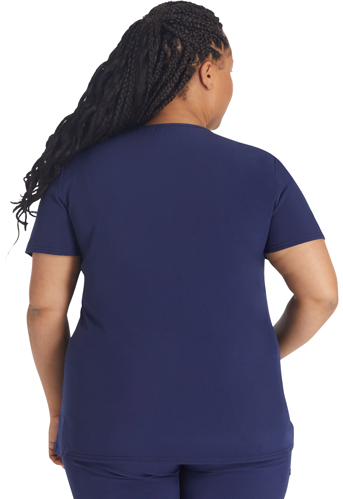 Inspira Flex IP845A Crossover V-Neck Top Navy Model Image Back | Inspira