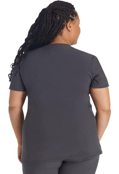 Inspira Flex IP845A Crossover V-Neck Top Pewter Model Image Back | Inspira