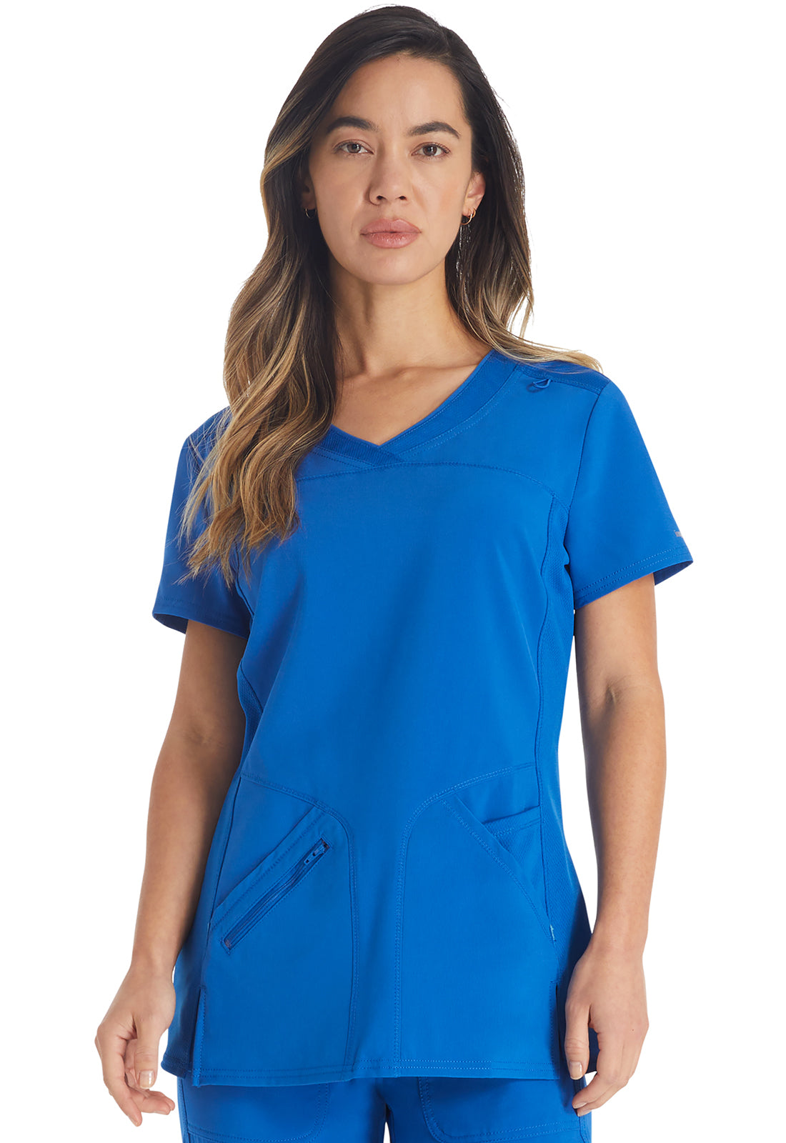 Inspira Flex IP845A Crossover V-Neck Top Royal Model Image Front | Inspira