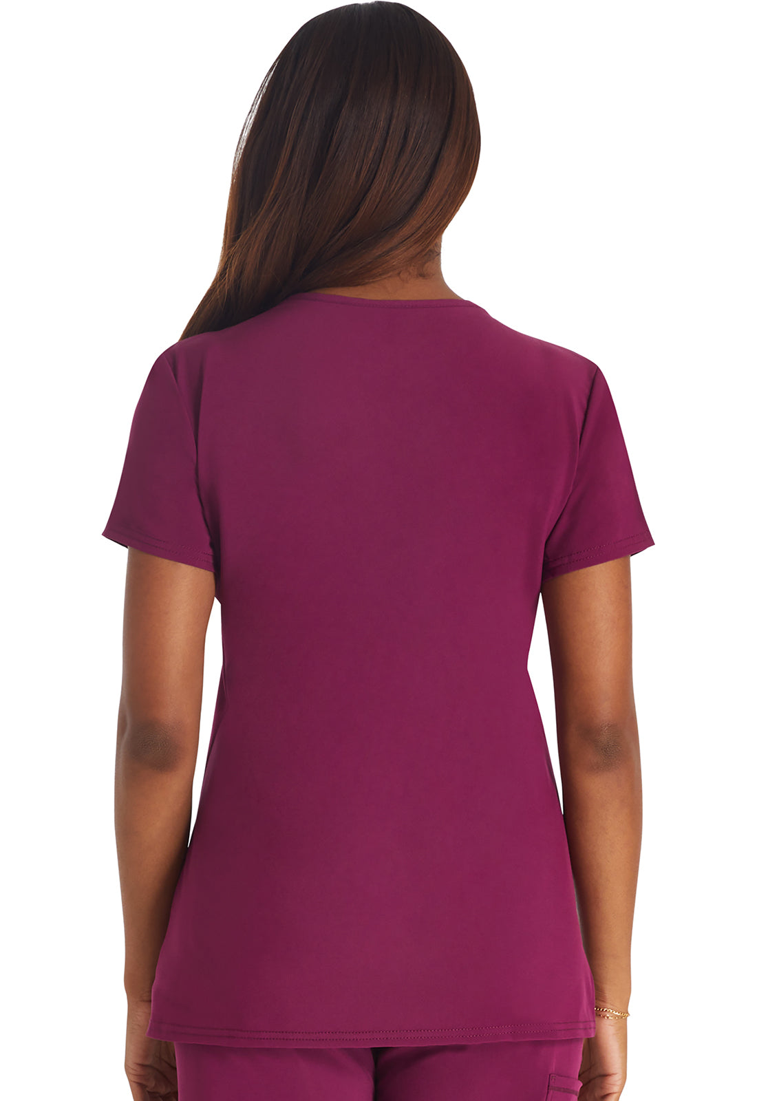 Inspira Flex IP845A Crossover V-Neck Top Wine Model Image Back | Inspira