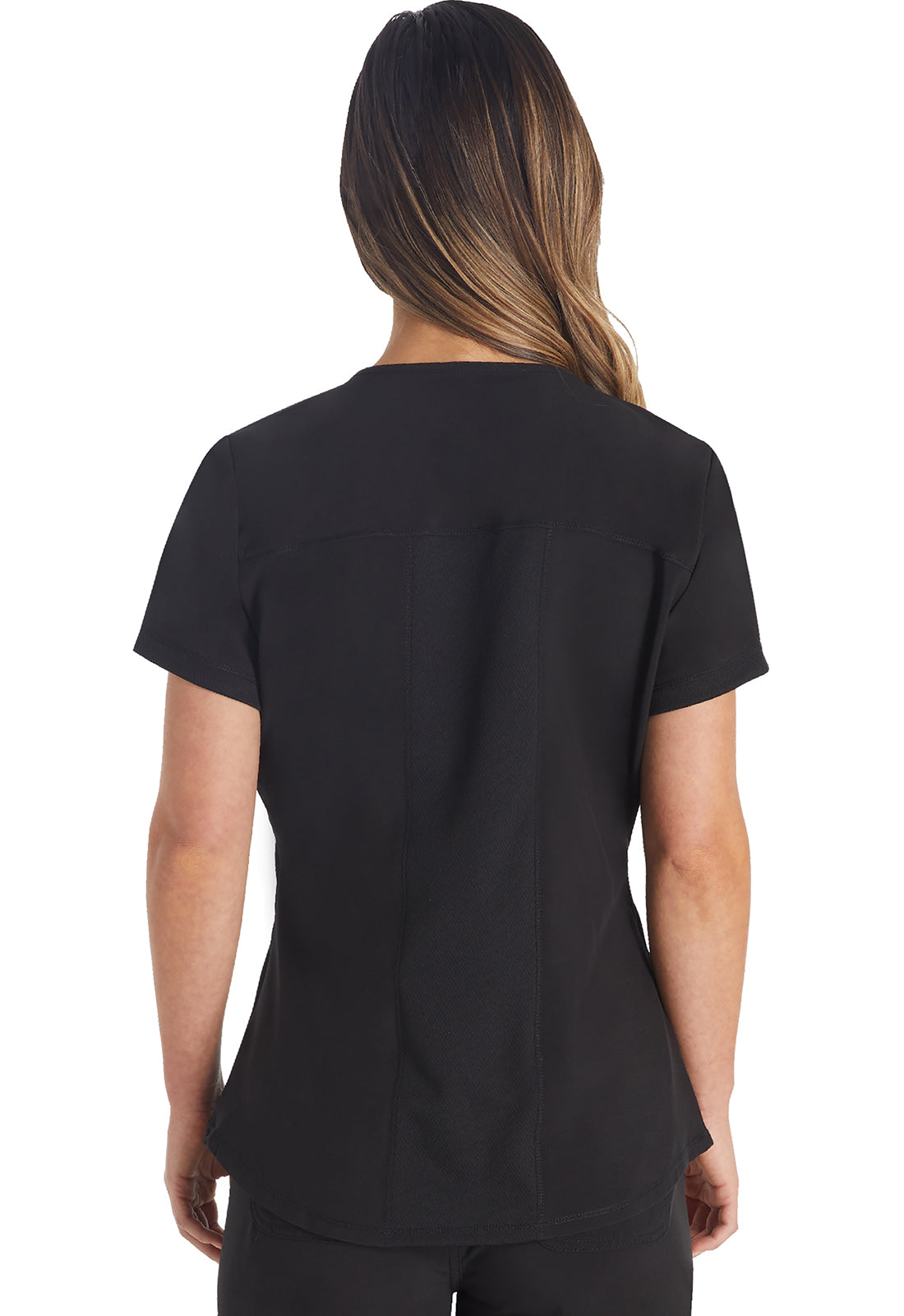 Inspira Flex IP849A Henley Top Black Model Image Back | Inspira