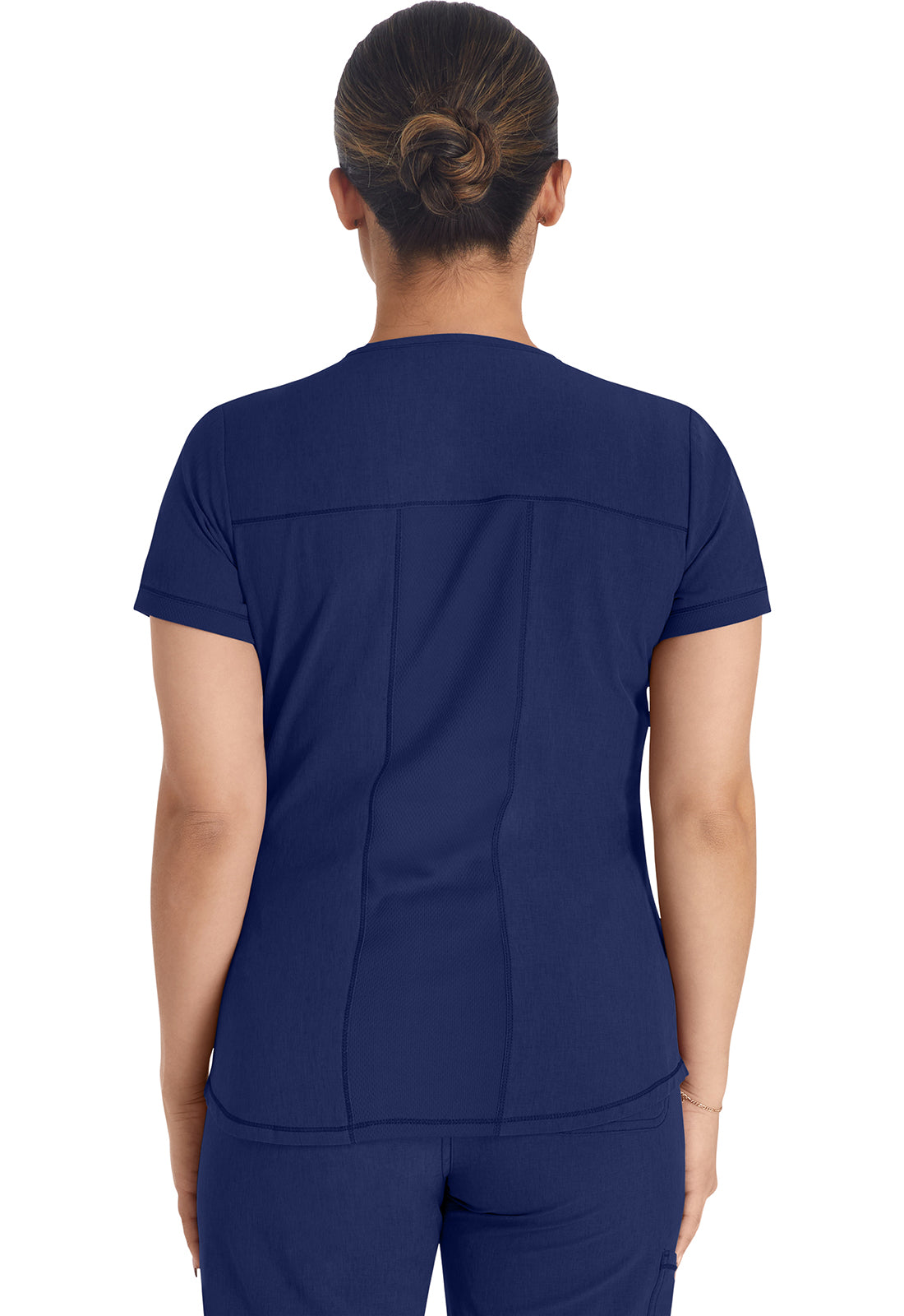 Inspira Flex IP849A Henley Top Navy Model Image Back | Inspira