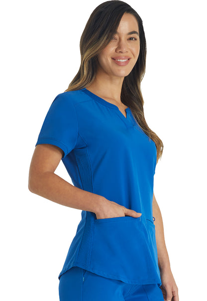 Inspira Flex IP849A Henley Top Royal Model Image Left Side | Inspira