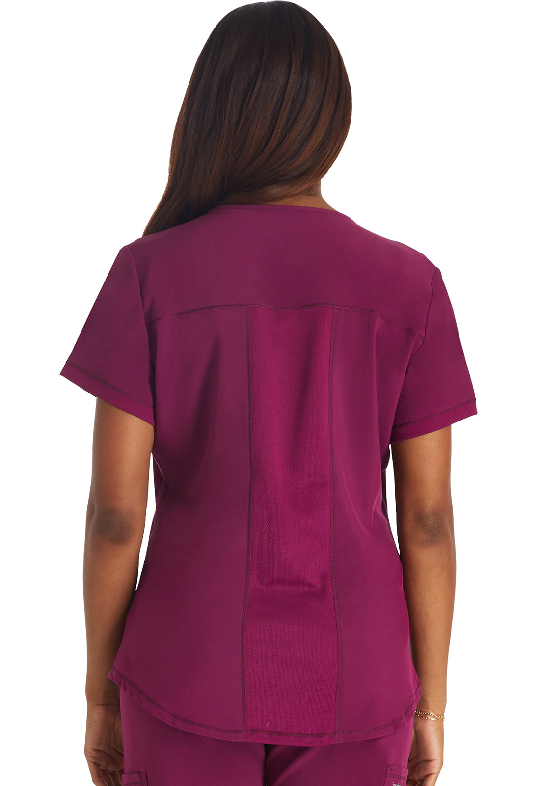 Inspira Flex IP849A Henley Top Wine Model Image Back | Inspira