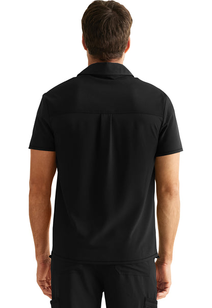 Inspira Flex IP855A Men's Polo Shirt Black Model Image Back | Inspira