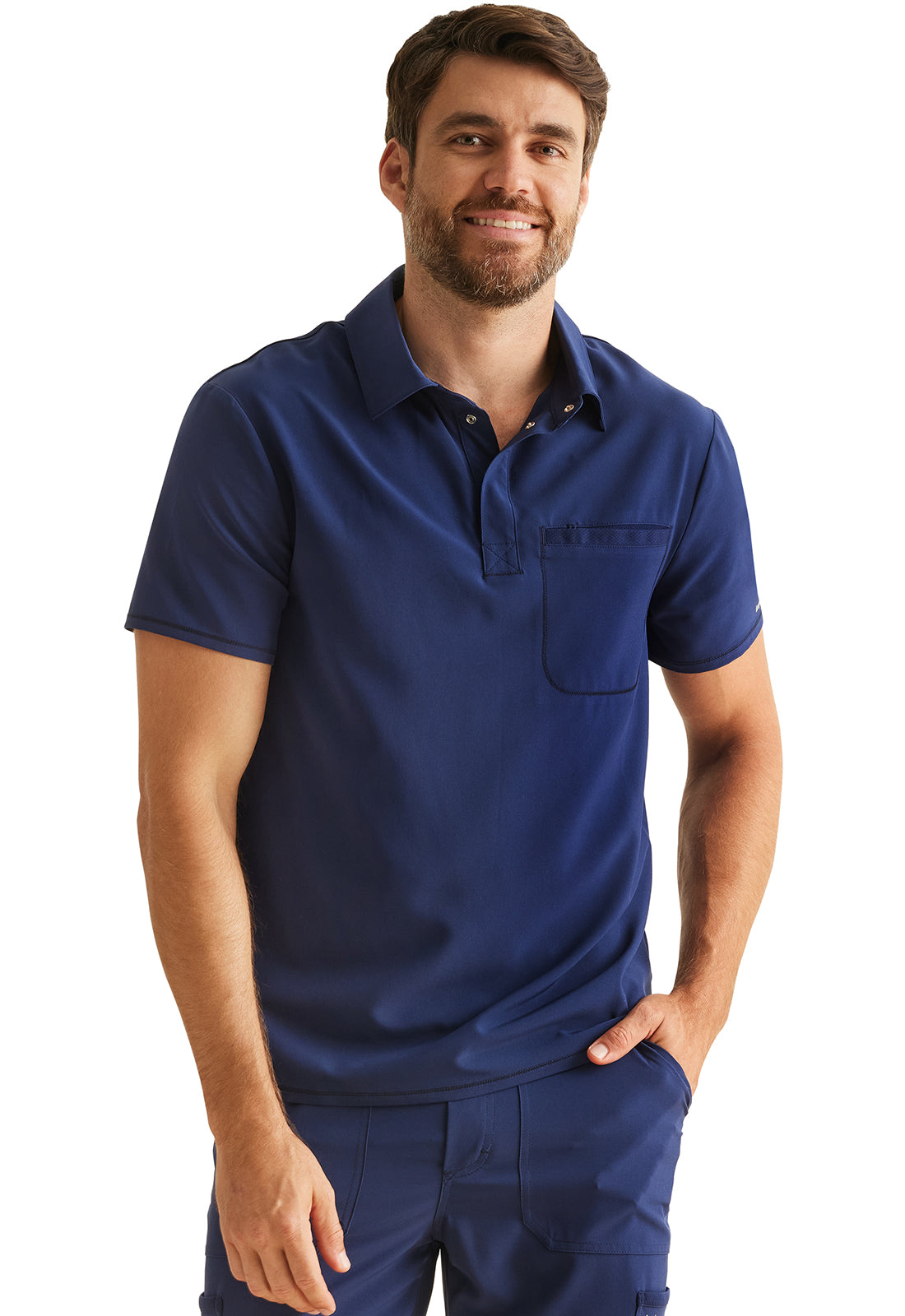 Inspira Flex IP855A Men's Polo Shirt Navy Model Image Front | Inspira