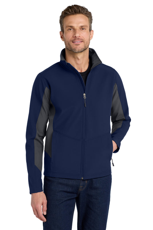 Port Authority Core Colorblock Soft Shell Jacket J318 Dress Blue Navy/ Battleship Grey