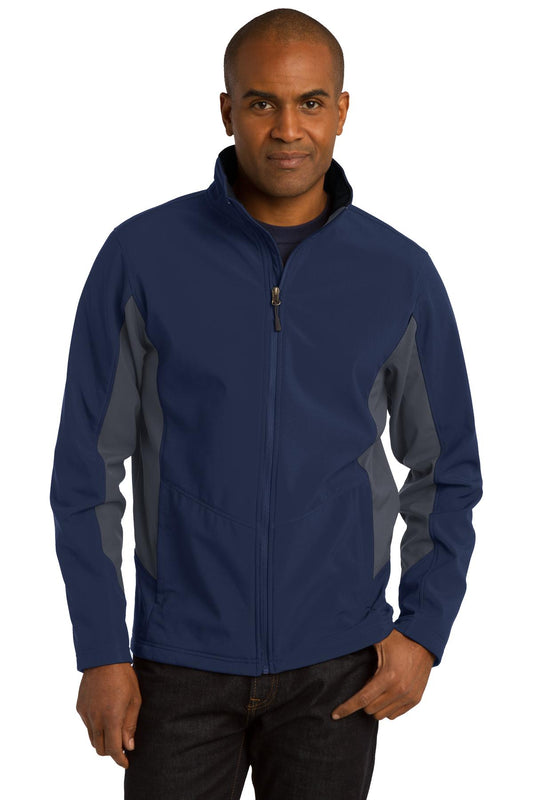 Port Authority Core Colorblock Soft Shell Jacket. J318 Dress Blue Navy/ Battleship Grey