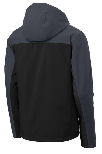 Port Authority Hooded Core Soft Shell Jacket. J335 Black/ Battleship Grey