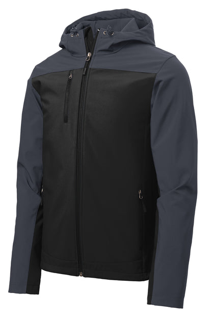 Port Authority Hooded Core Soft Shell Jacket. J335 Black/ Battleship Grey
