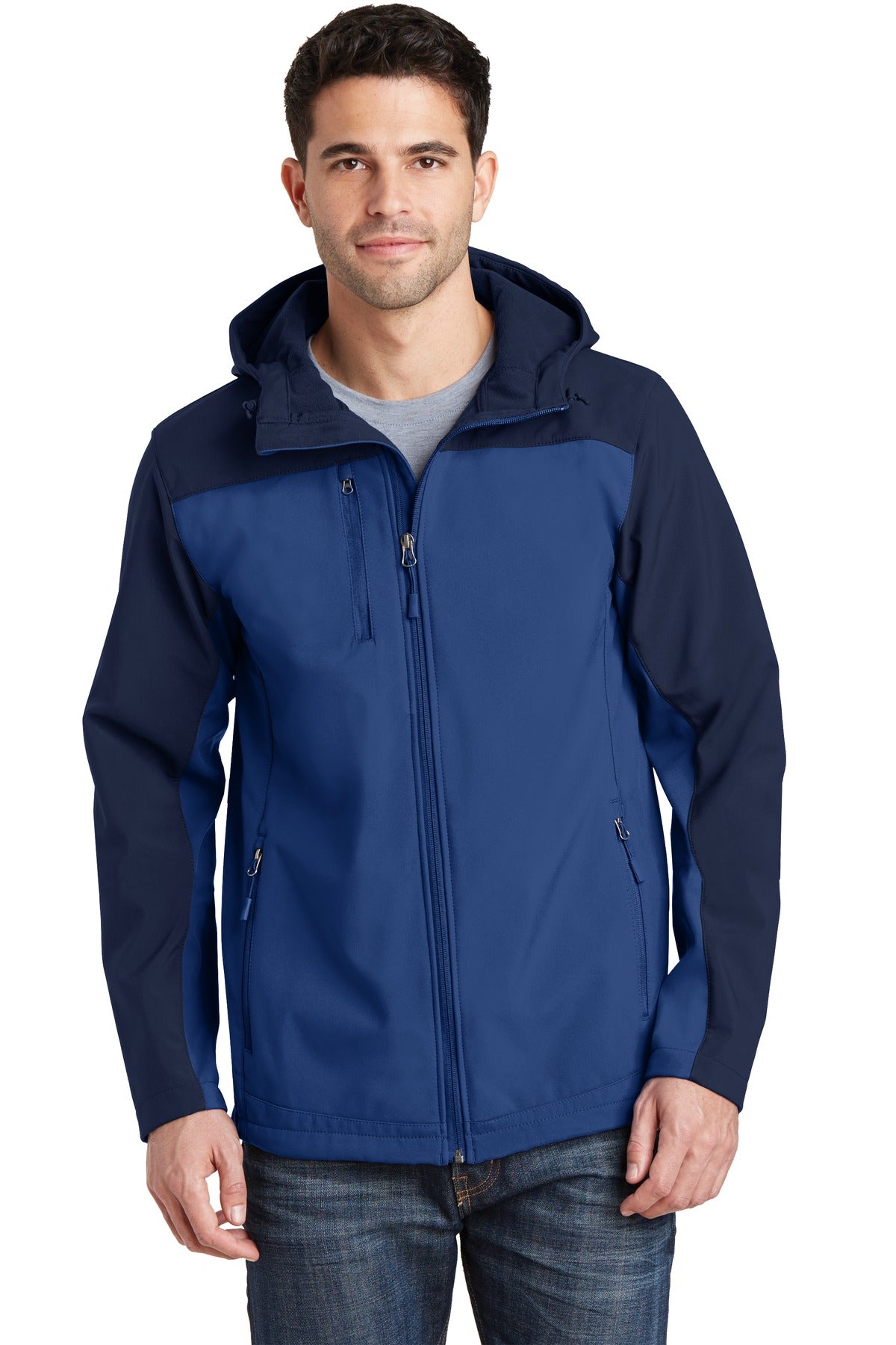 Port Authority Hooded Core Soft Shell Jacket. J335 Night Sky Blue/ Dress Blue Navy