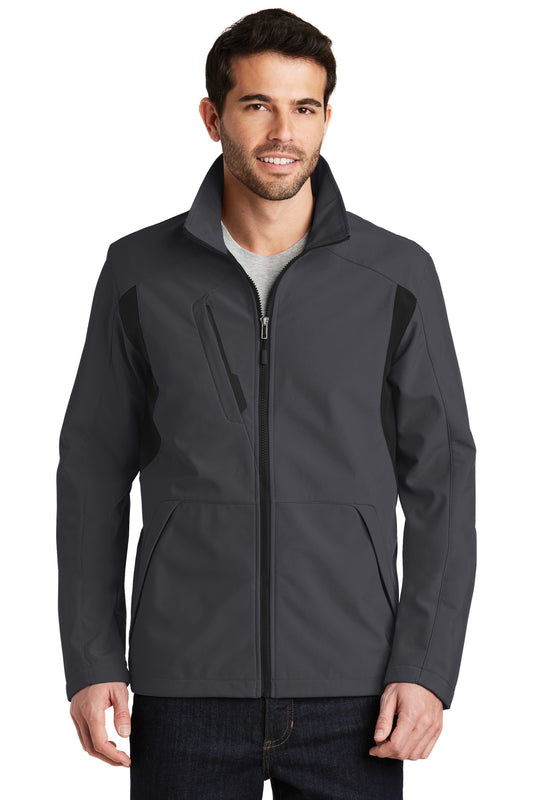 Port Authority Back-Block Soft Shell Jacket. J336 Battleship Grey/ Black