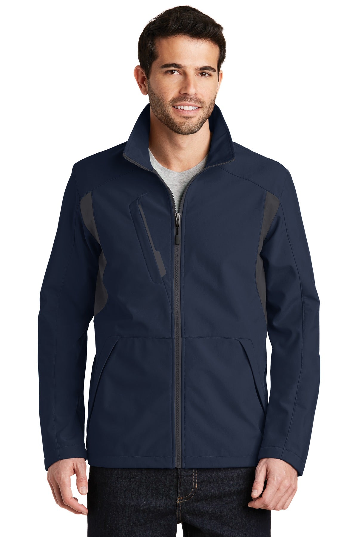 Port Authority Back-Block Soft Shell Jacket. J336 Dress Blue Navy/ Battleship Grey