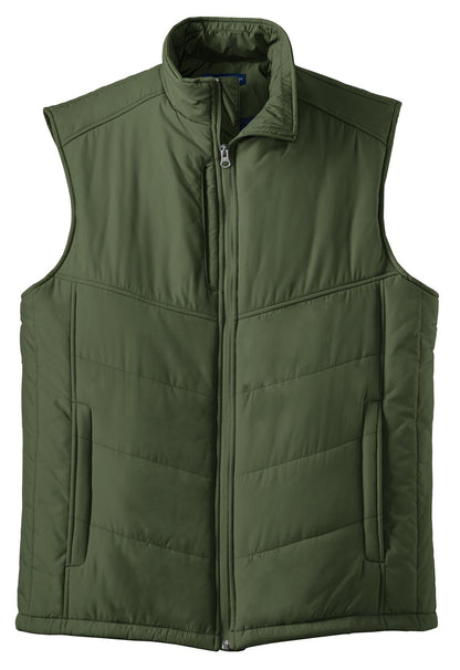 Port Authority Puffy Vest. J709 Olive/ Cayenne
