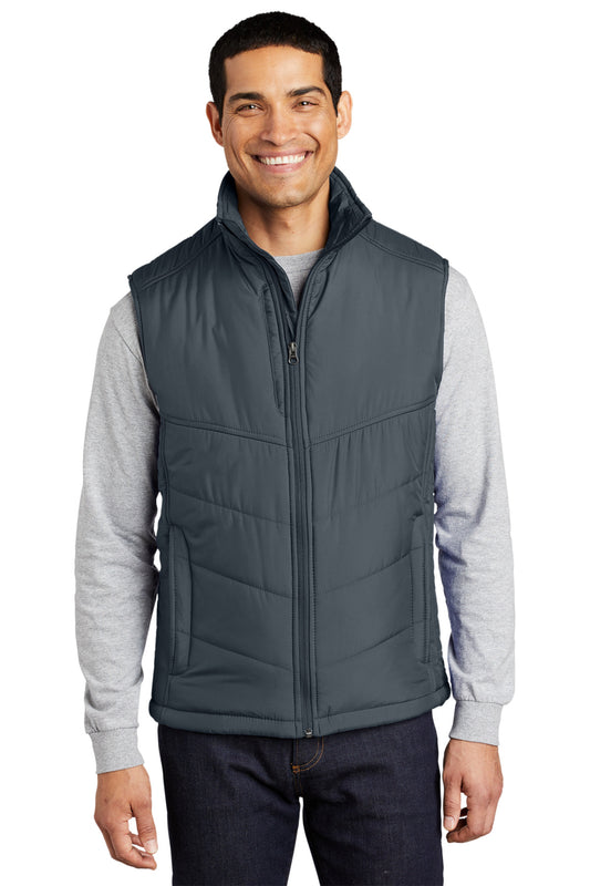 Port Authority Puffy Vest. J709 Dark Slate/ Black