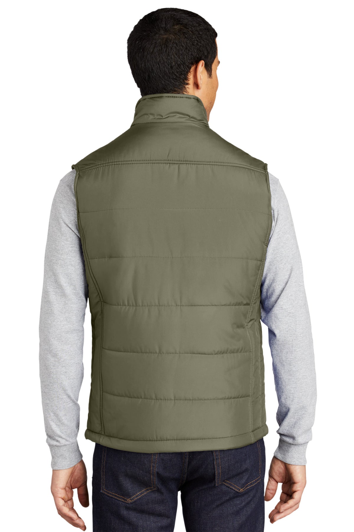 Port Authority Puffy Vest. J709 Olive/ Cayenne