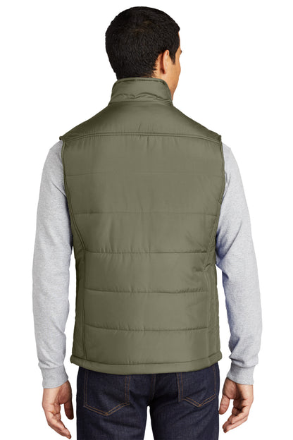 Port Authority Puffy Vest. J709 Olive/ Cayenne