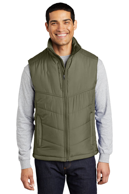 Port Authority Puffy Vest. J709 Olive/ Cayenne