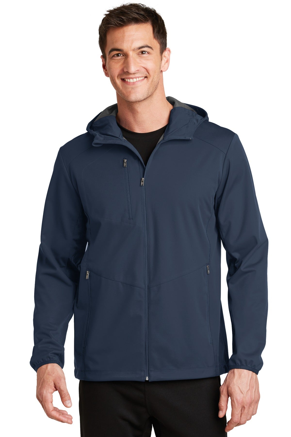 Port Authority Active Hooded Soft Shell Jacket. J719 Dress Blue Navy
