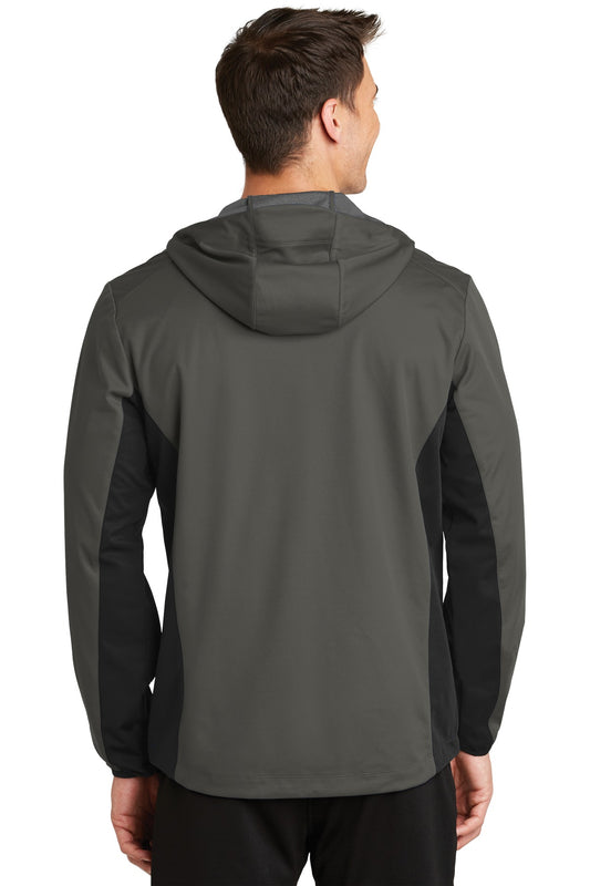 Port Authority Active Hooded Soft Shell Jacket. J719 Grey Steel/ Deep Black