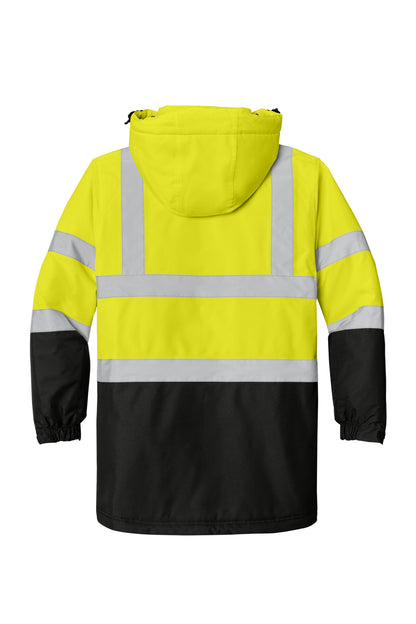 Port Authority ANSI 107 Class 3 Safety Heavyweight Parka J799S Safety Yellow/ Black/ Reflective