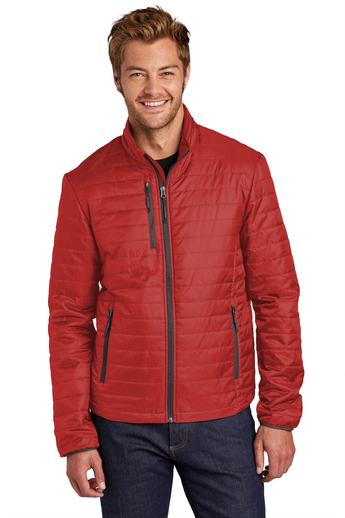 Port Authority  Packable Puffy Jacket J850 Fire Red/ Graphite