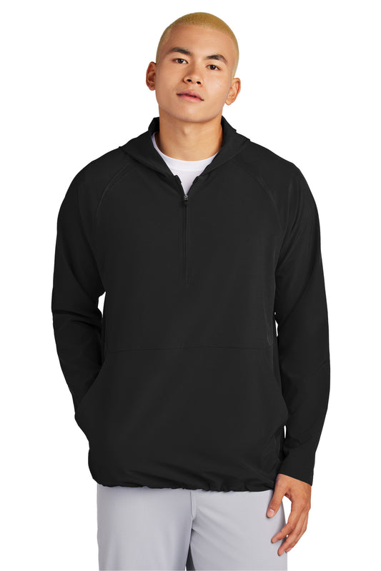 Sport-Tek Repeat 1/2-Zip Long Sleeve Hooded Jacket JST488 Black