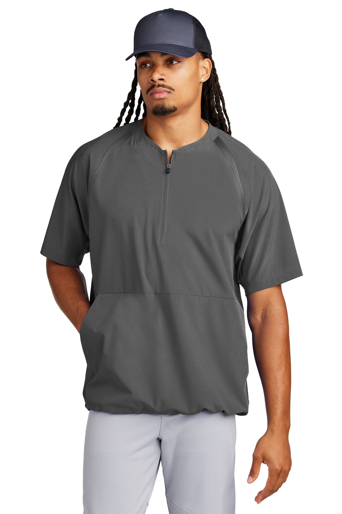 Sport-Tek Repeat 1/2-Zip Short Sleeve Jacket JST489 Iron Grey
