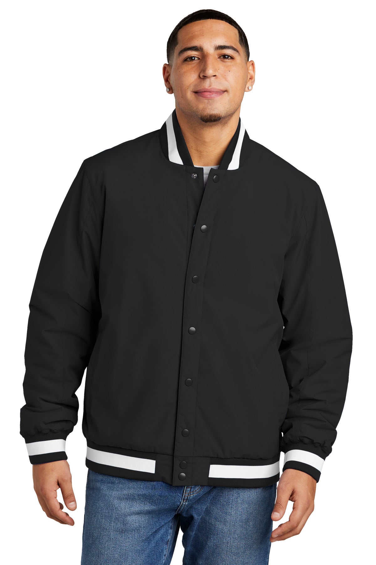 Sport-Tek Insulated Varsity Jacket JST58 Black