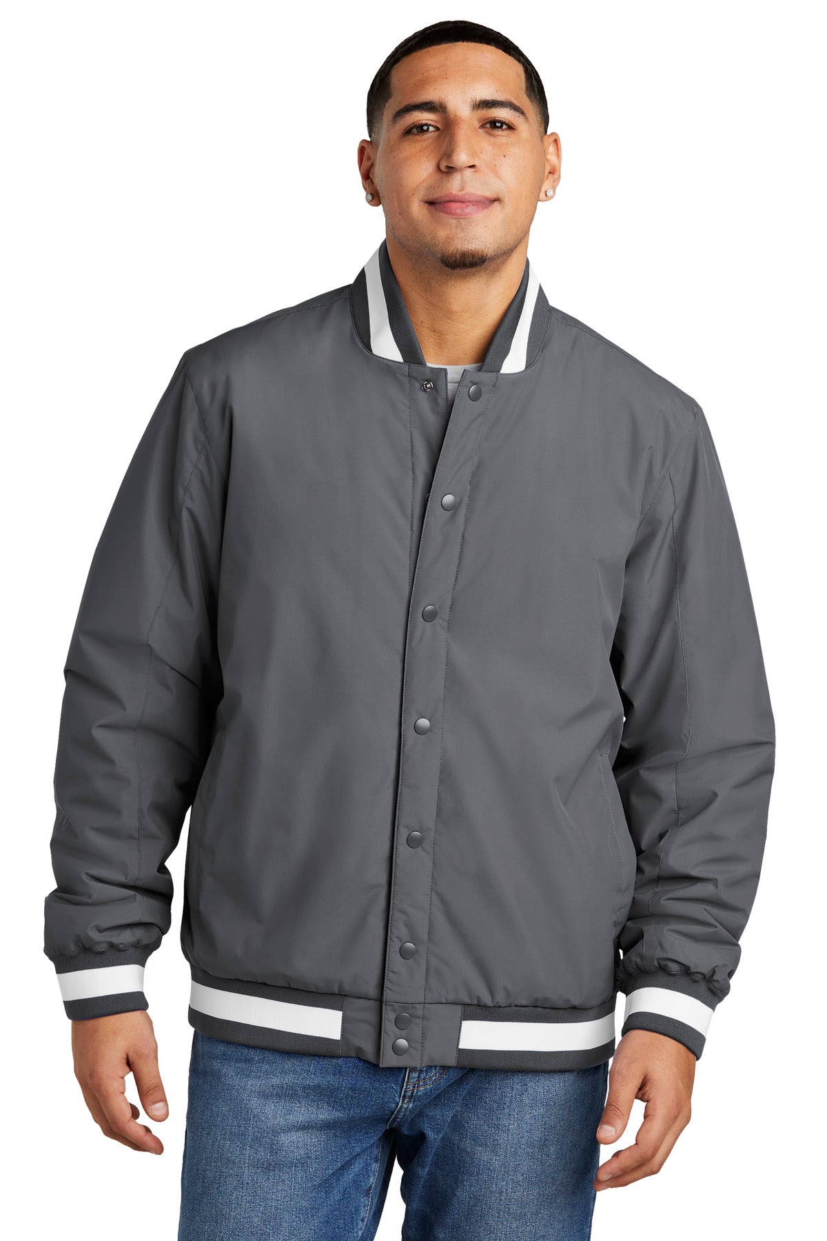 Sport-Tek Insulated Varsity Jacket JST58 Graphite
