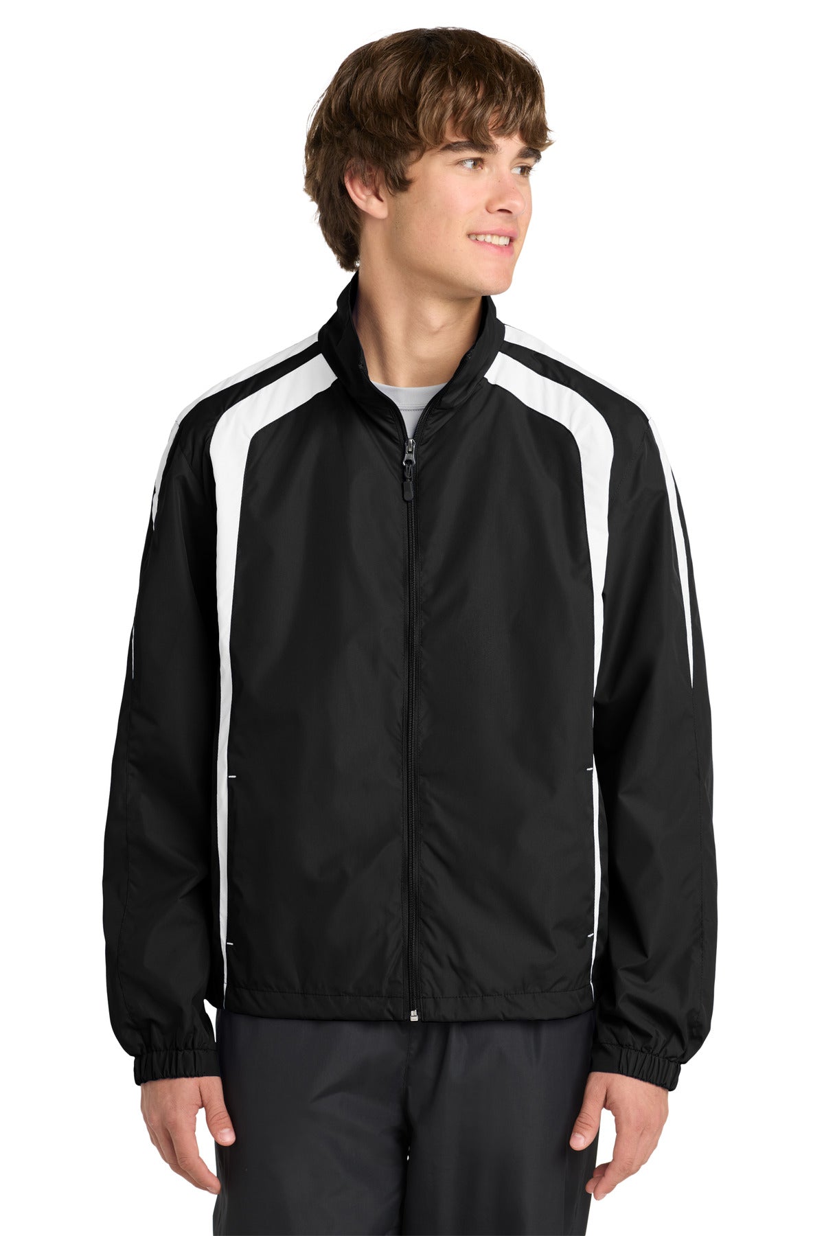 Sport-Tek Colorblock Raglan Jacket JST60 Black/ White