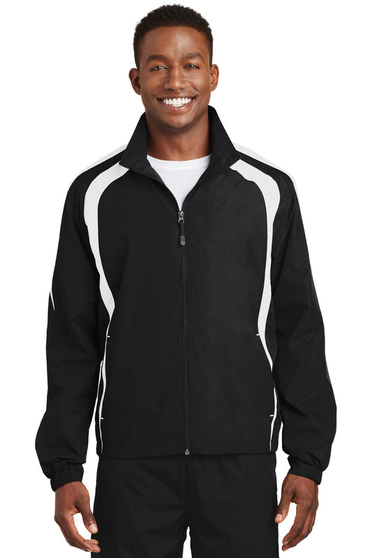 Sport-Tek Colorblock Raglan Jacket. JST60 Black/ White