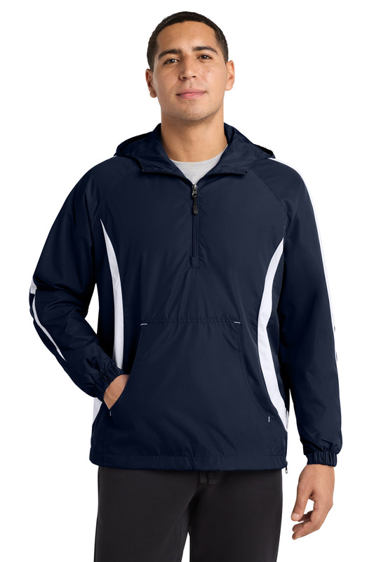 Sport-Tek Colorblock Raglan Anorak JST63 True Navy/ White