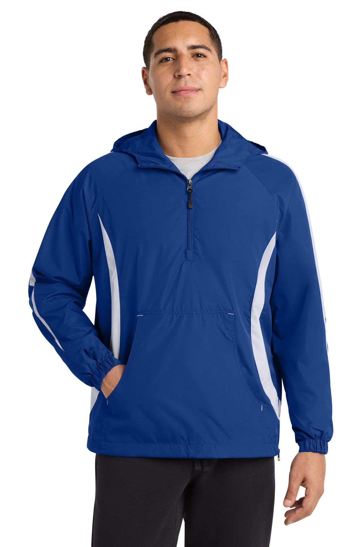 Sport-Tek Colorblock Raglan Anorak JST63 True Royal/ White