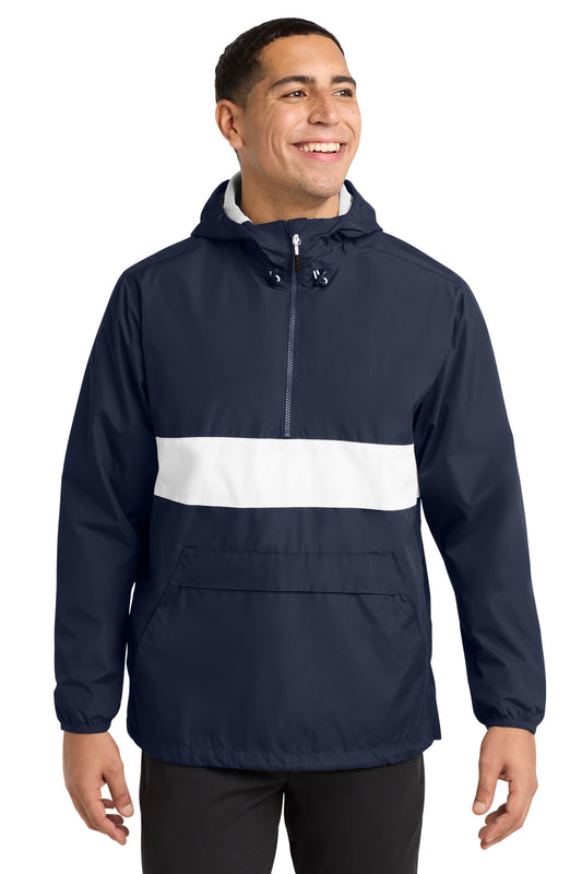 Sport-Tek Zipped Pocket Anorak JST65 True Navy/ White