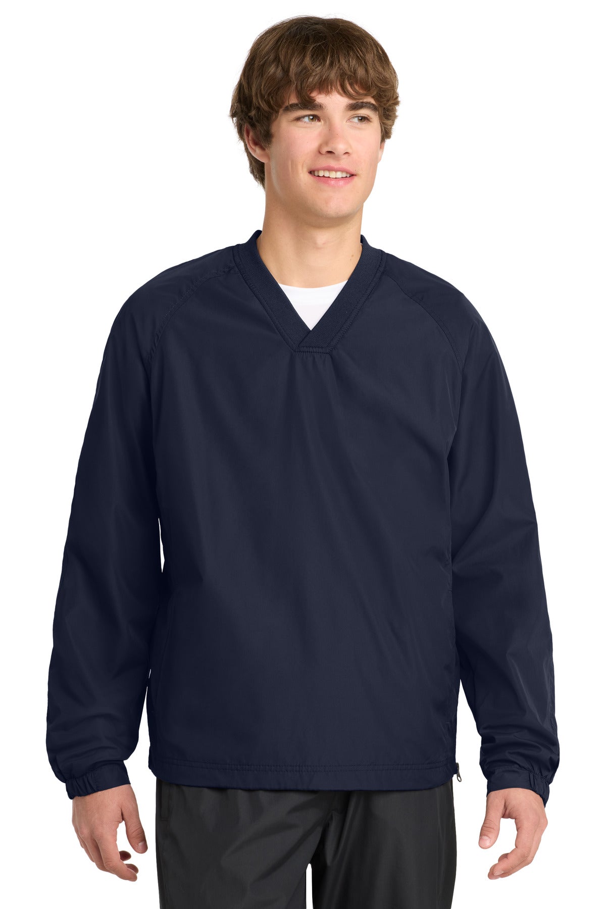 Sport-Tek V-Neck Raglan Wind Shirt JST72 True Navy