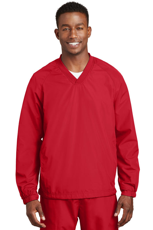 Sport-Tek V-Neck Raglan Wind Shirt. JST72 True Red