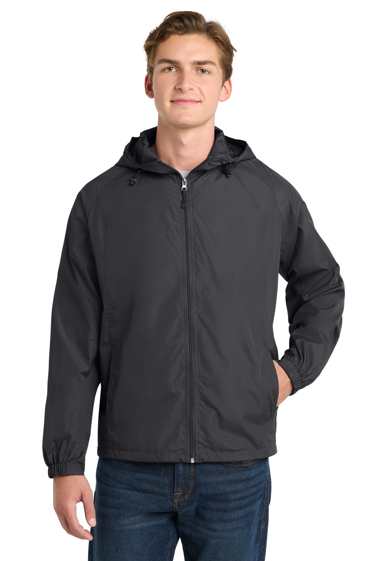 Sport-Tek Hooded Raglan Jacket JST73 Graphite