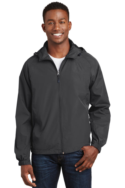 Sport-Tek Hooded Raglan Jacket. JST73 Graphite