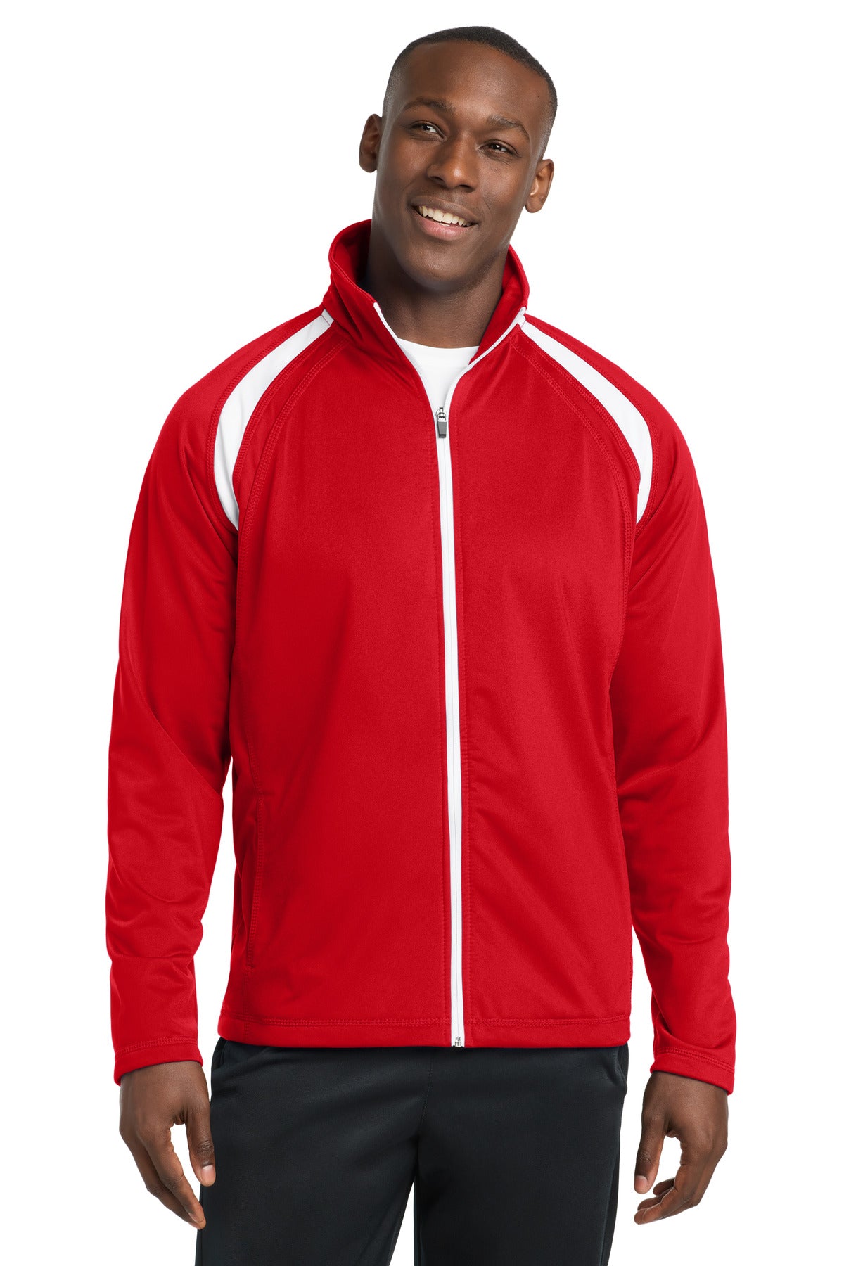 Sport-Tek Tricot Track Jacket JST90 True Red/ White