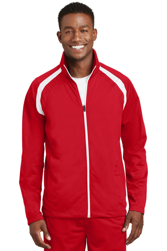 Sport-Tek Tricot Track Jacket. JST90 True Red/ White