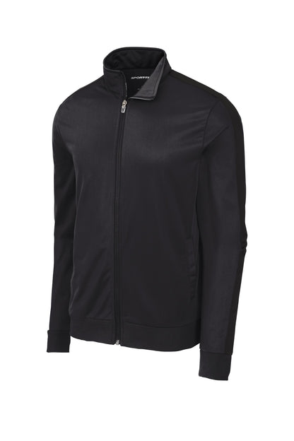 Sport-Tek  Tricot Sleeve Stripe Track Jacket. JST94 Black/ Black