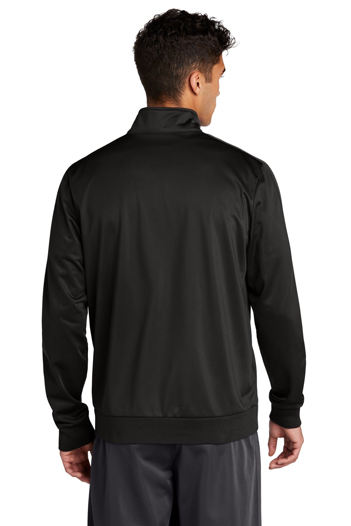 Sport-Tek  Tricot Sleeve Stripe Track Jacket. JST94 Black/ Black