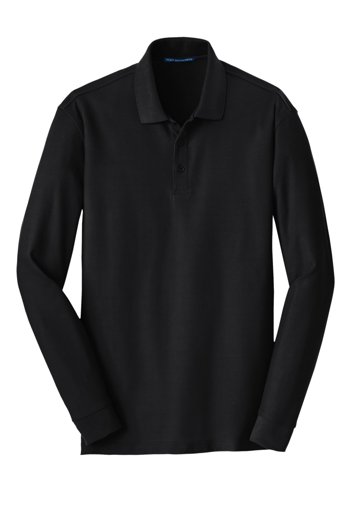 Port Authority Long Sleeve Core Classic Pique Polo. K100LS Deep Black