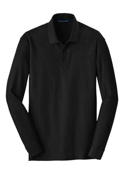 Port Authority Long Sleeve Core Classic Pique Polo. K100LS Deep Black