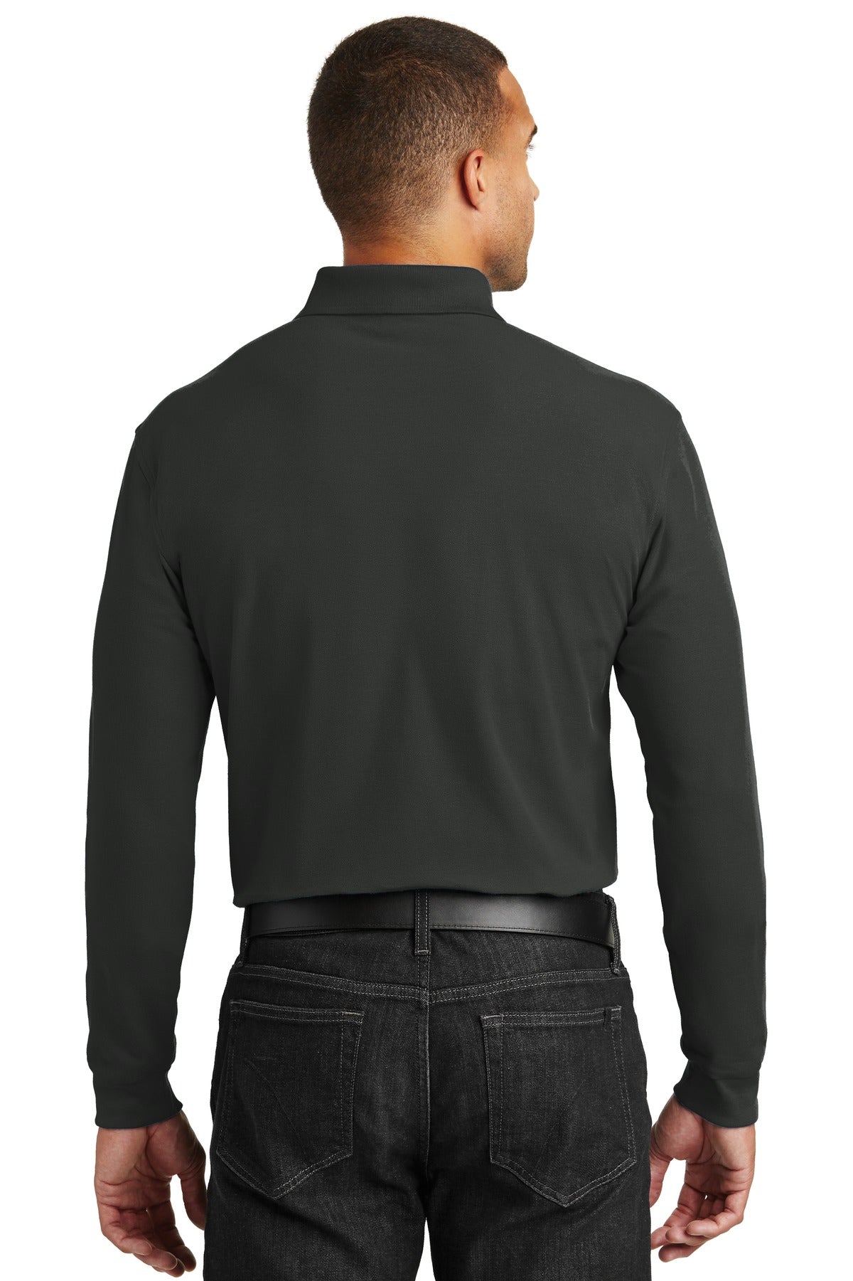 Port Authority Long Sleeve Core Classic Pique Polo. K100LS Deep Black